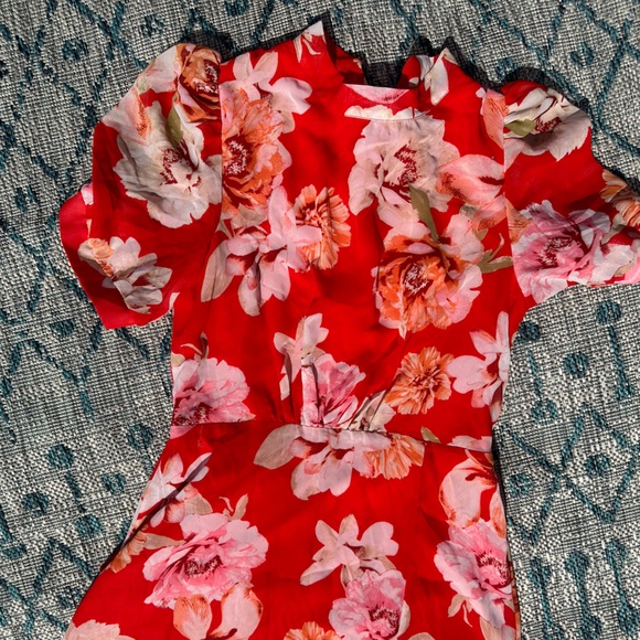 JULIA JORDAN red Floral Mockneck Midi A-Line Dress nwt - Picture 7 of 11